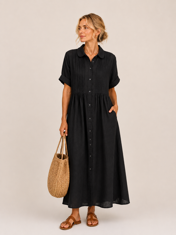 Anjali - Vestido Midi Estilo Camisa de Verão