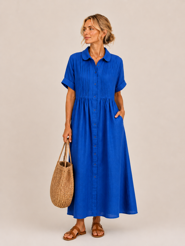 Anjali - Vestido Midi Estilo Camisa de Verão