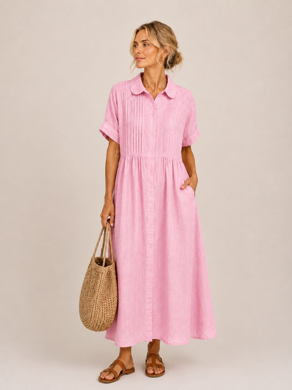 Anjali - Vestido Midi Estilo Camisa de Verão