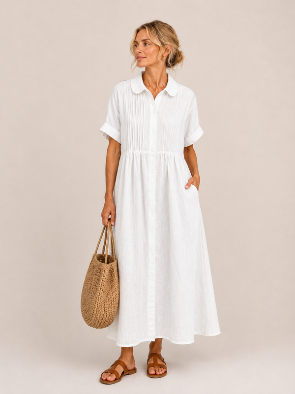 Anjali - Vestido Midi Estilo Camisa de Verão