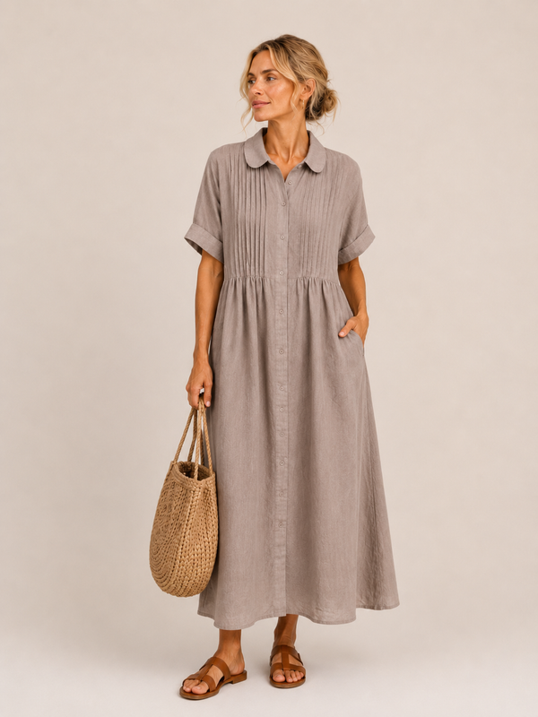 Anjali - Vestido Midi Estilo Camisa de Verão