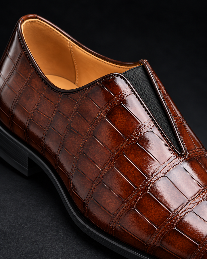 Amphon - Mocassins Com Textura de Crocodilo e Ajuste Sem Atacadores