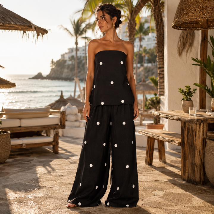Renisha - Conjunto De Duas Peças Sem Alças Com Bolinhas
