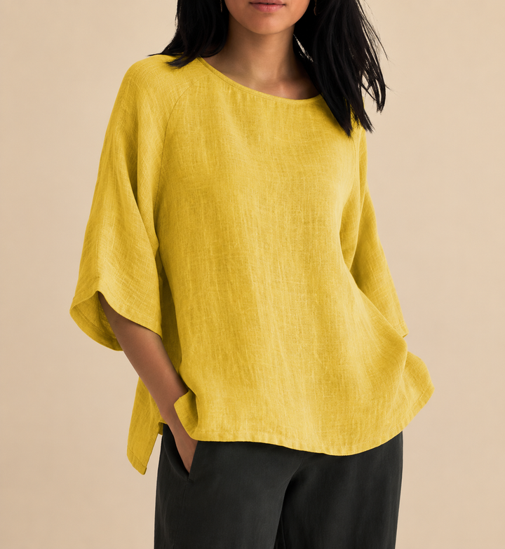 Steffi - Blusa Casual De Corte Largo Com Gola Redonda