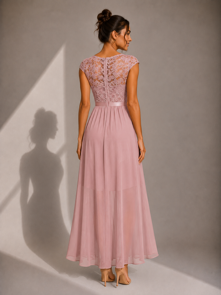 Yoanna - Vestido Maxi Elegante Com Atacadores E Folhos