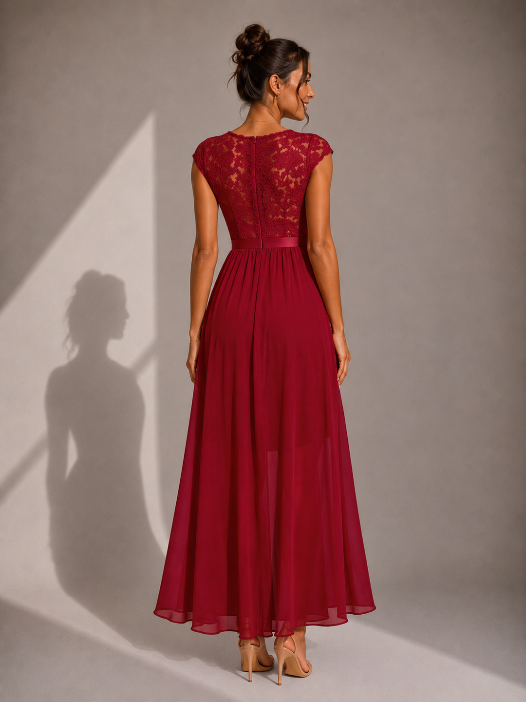 Yoanna - Vestido Maxi Elegante Com Atacadores E Folhos