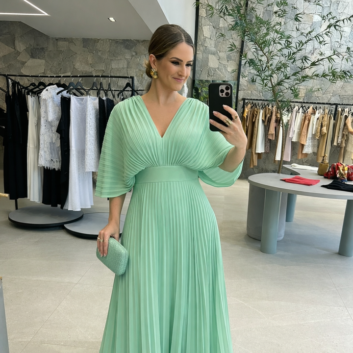 Valerija - Vestido Maxi Plissado Vibrante