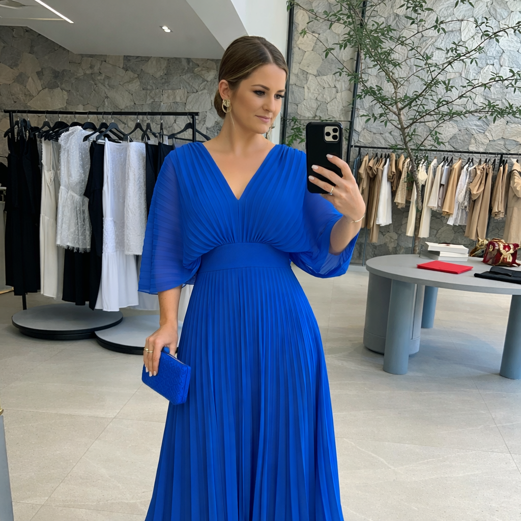 Valerija - Vestido Maxi Plissado Vibrante