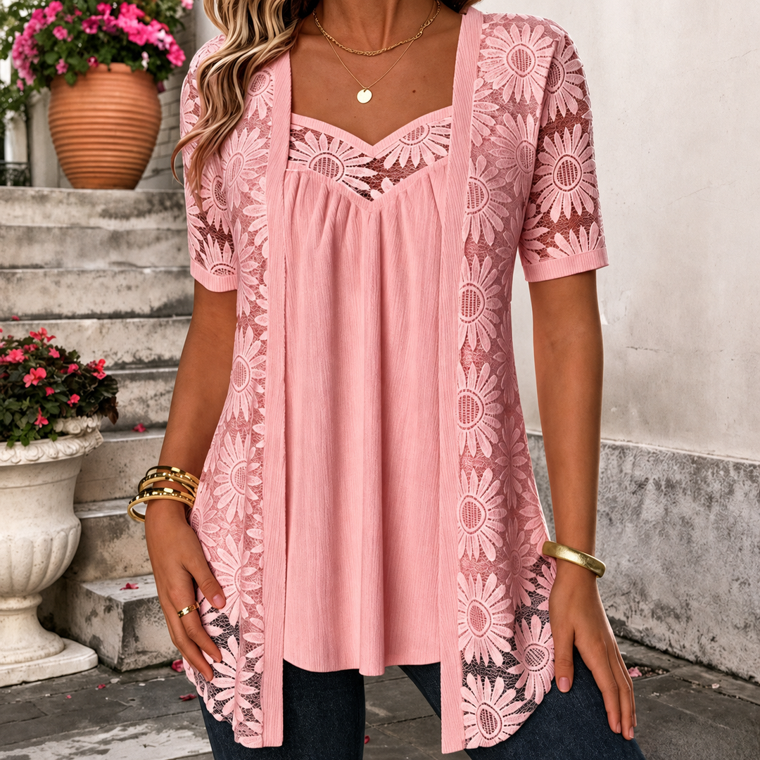 Yahaira - Blusa Elegante De Manga Curta