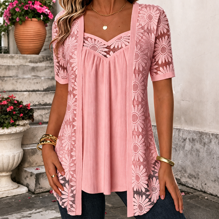 Yahaira - Blusa Elegante De Manga Curta