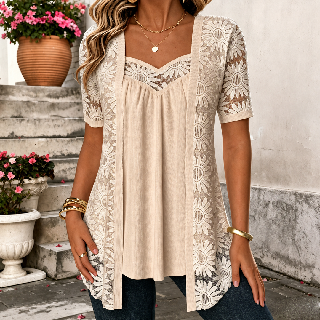 Yahaira - Blusa Elegante De Manga Curta