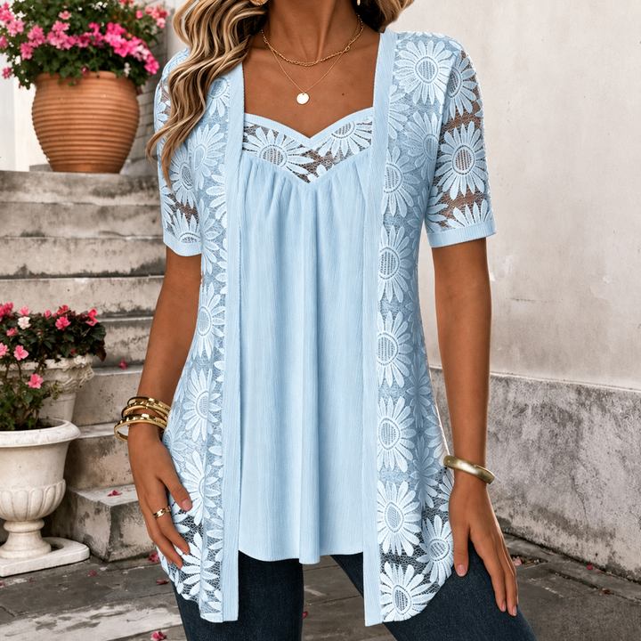 Yahaira - Blusa Elegante De Manga Curta