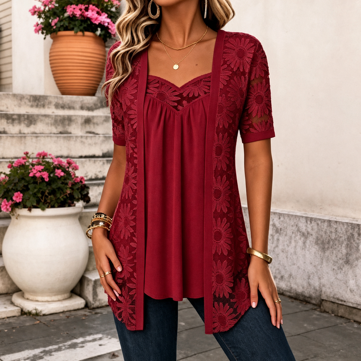Yahaira - Blusa Elegante De Manga Curta
