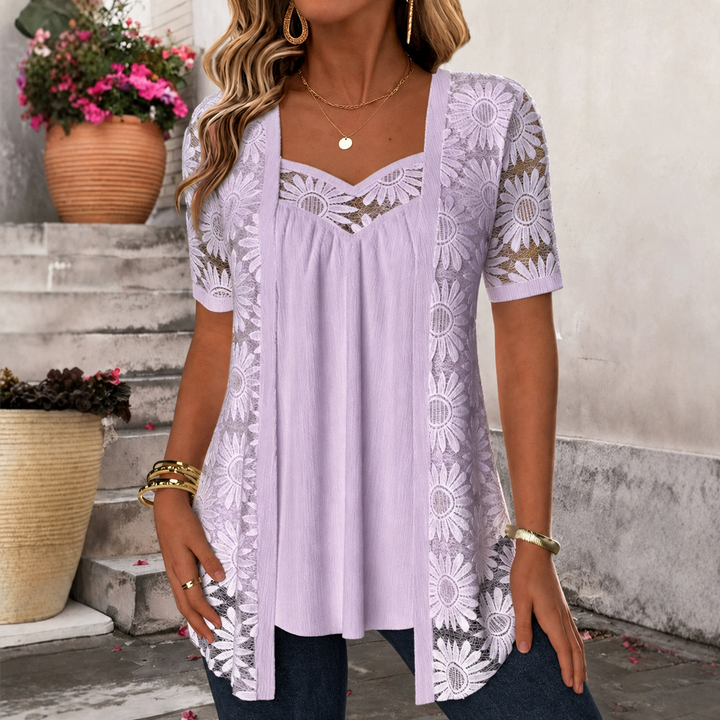 Yahaira - Blusa Elegante De Manga Curta