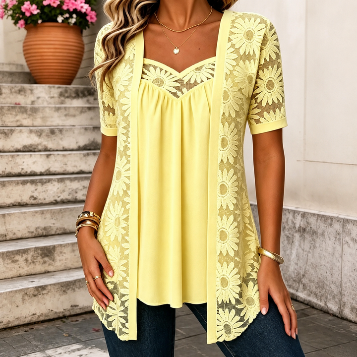 Yahaira - Blusa Elegante De Manga Curta