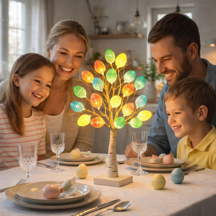 SpringAura - Árvore de Páscoa Com luzes LED Coloridas Para Uma Decoração Festiva da Casa