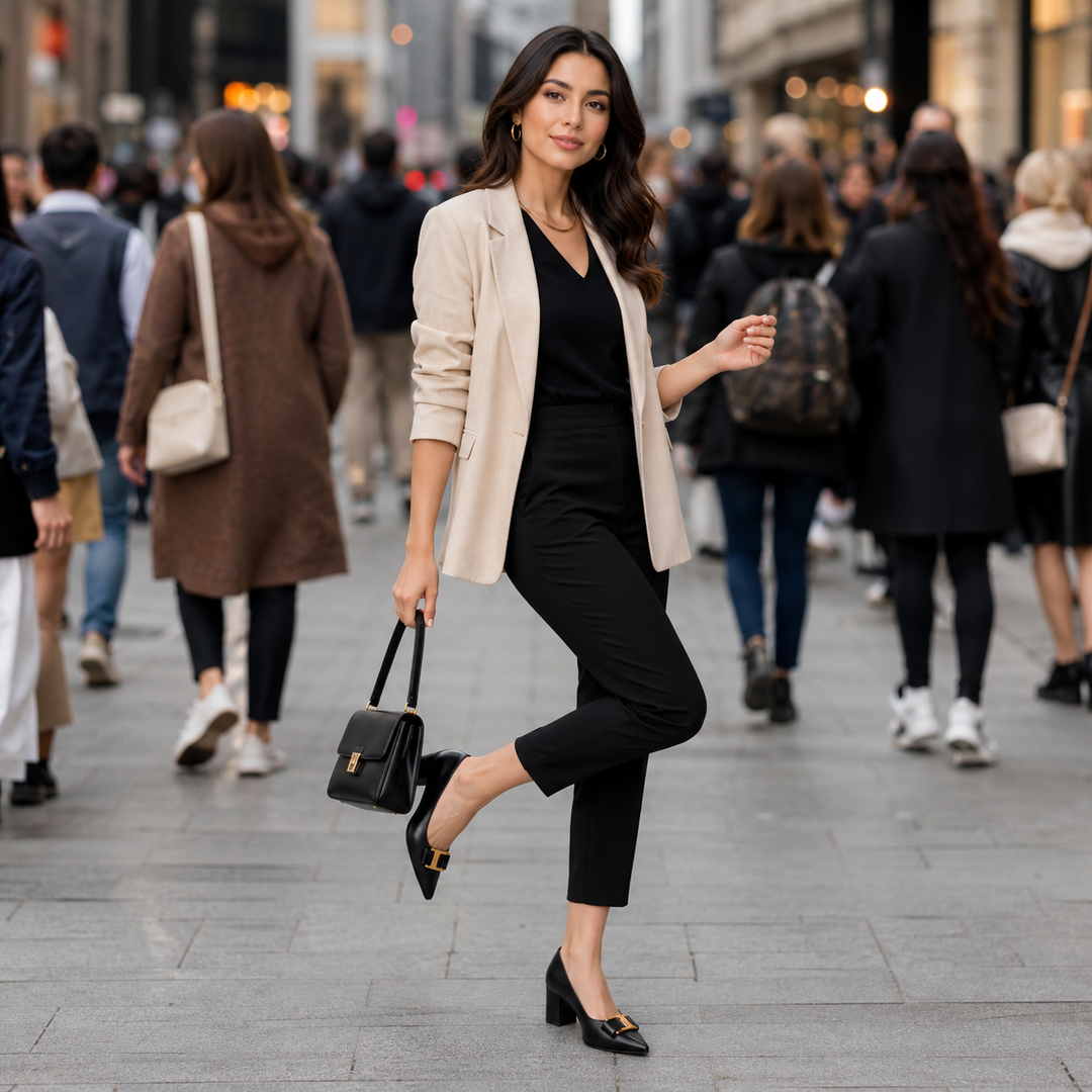 Hadeel - Sapatos De Bico Fino E Salto Grosso Com Fivela Em Forma De Laço