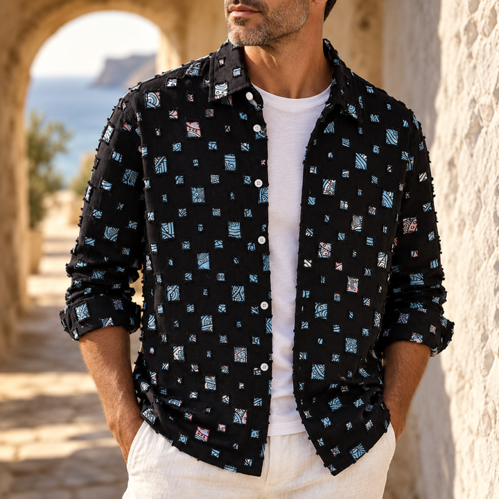 Lipsey - Camisa de Manga Comprida Com Botões e Padrão Quadrado Texturado