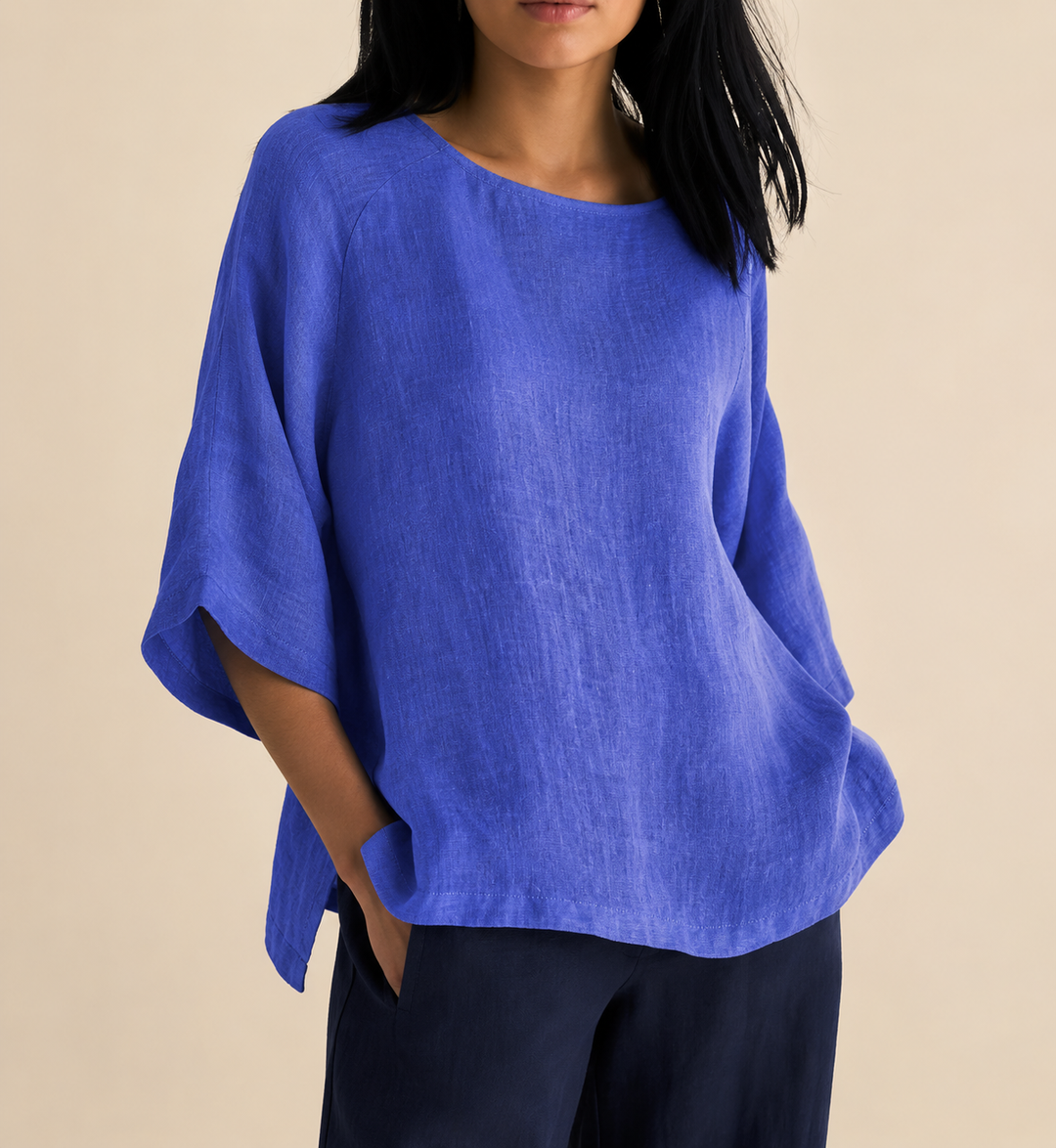 Steffi - Blusa Casual De Corte Largo Com Gola Redonda