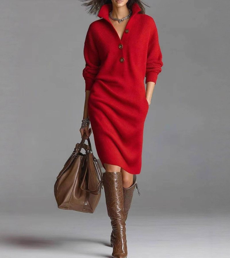 Perona - Vestido De Malha Elegante Com Botões