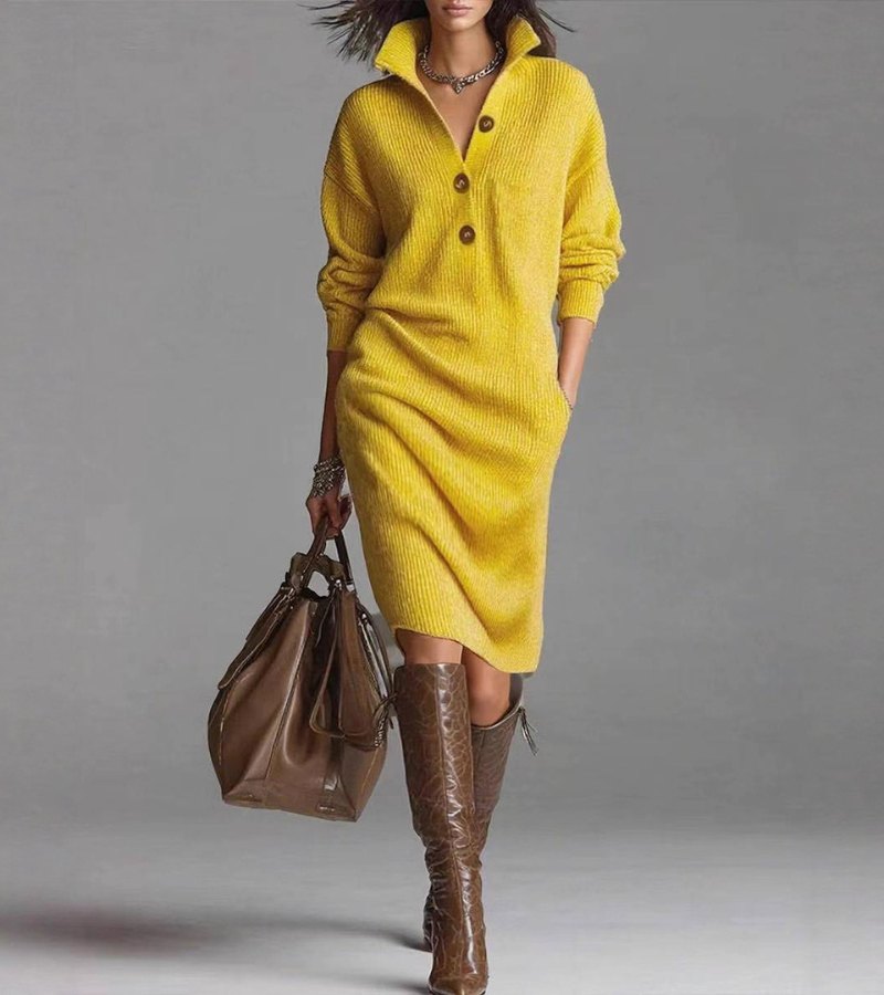 Perona - Vestido De Malha Elegante Com Botões