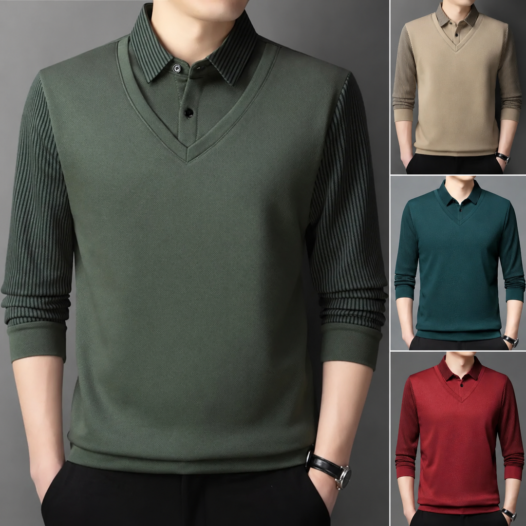 Pedroo - Camisola Com Mangas Às Riscas E Gola De Camisa Com Botões