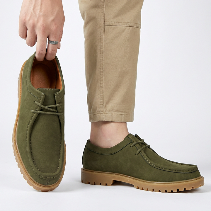 Jasson - Sapatos de Camurça Com Biqueira em Forma de Mocassim e Atacadores