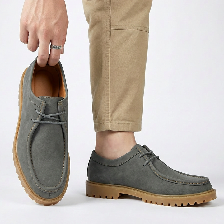 Jasson - Sapatos de Camurça Com Biqueira em Forma de Mocassim e Atacadores