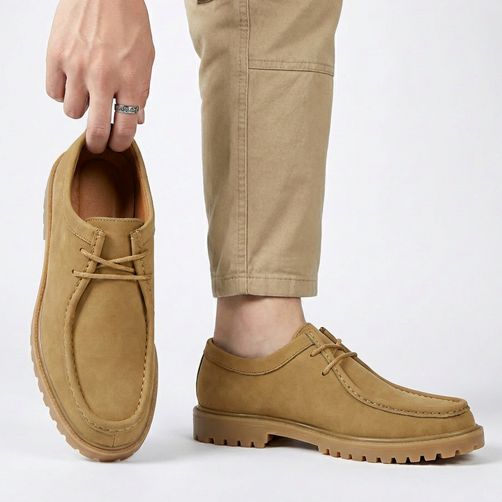 Jasson - Sapatos de Camurça Com Biqueira em Forma de Mocassim e Atacadores
