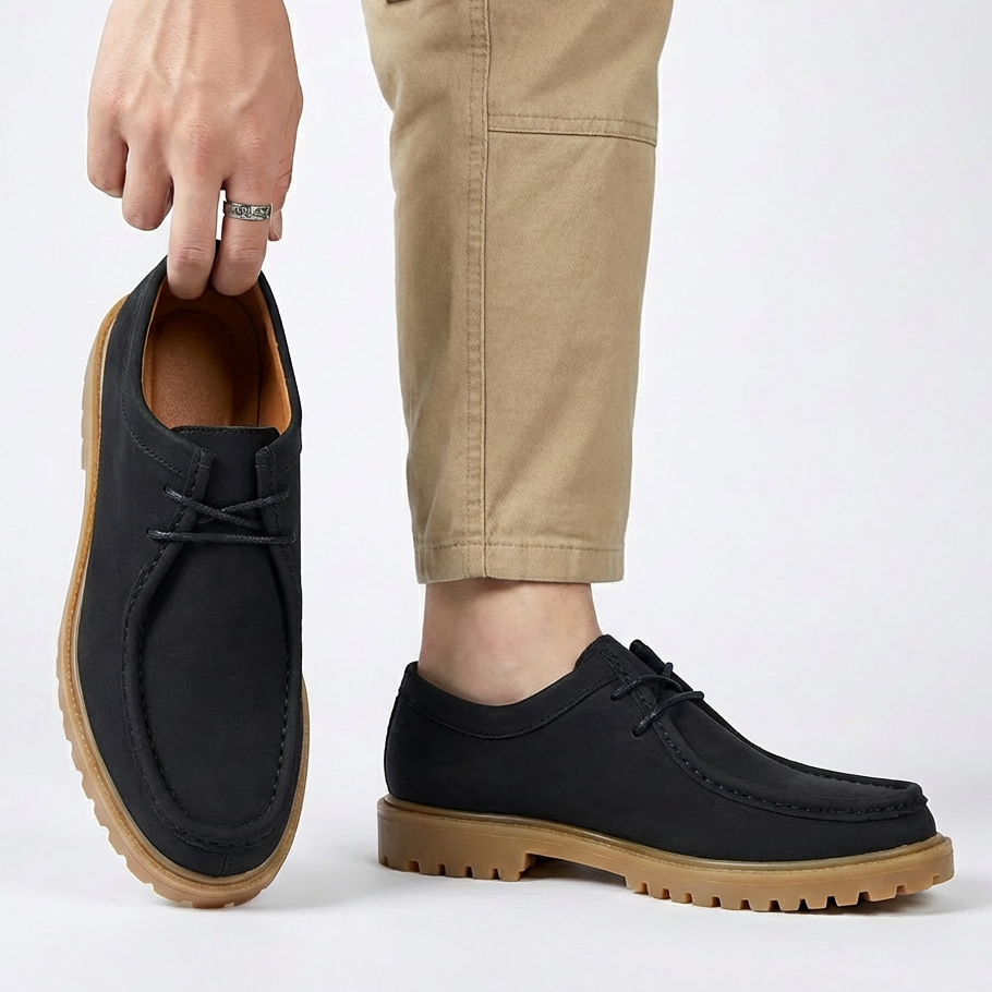 Jasson - Sapatos de Camurça Com Biqueira em Forma de Mocassim e Atacadores