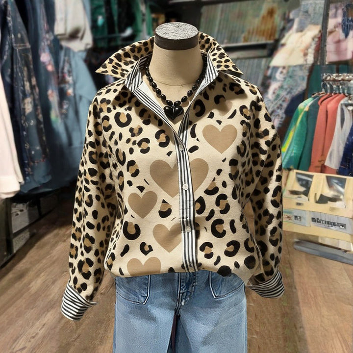 Leonira - Blusa Com Estampa Leopardo Vintage