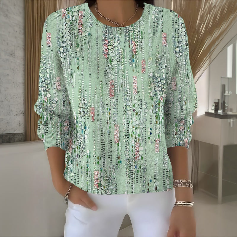 Sandakini - Camiseta Casual Com Gola Redonda