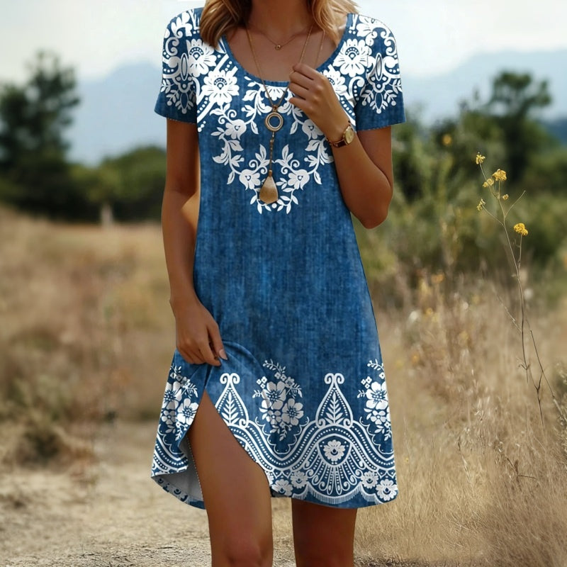 Alexise - Vestido de Manga Curta com Estampado Floral