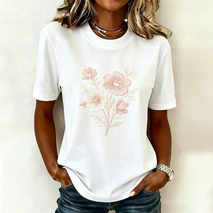 Wilina - T-Camisa Casual Com Estampado Floral