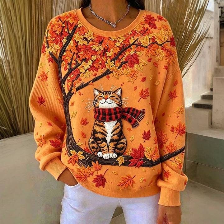 Jivina - Camisola Casual Com Estampado De Gato