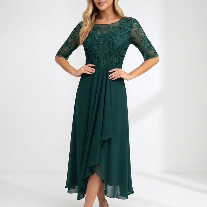 Zerda - Vestido Midi Elegante Em Renda