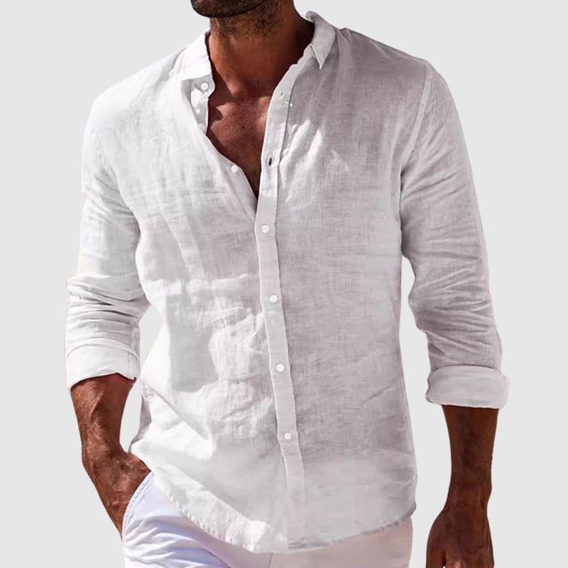 Derrik - Camisa Elegante De Linho Com Estilo Costeiro