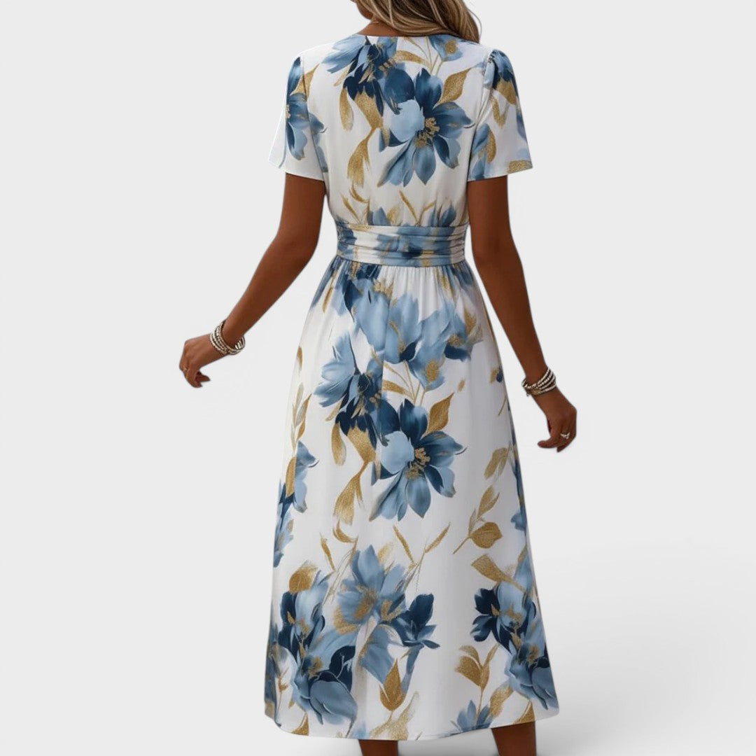 Elinza - Vestido Midi Com Estampado Floral
