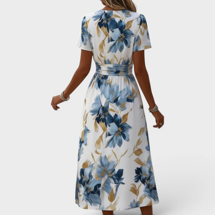 Elinza - Vestido Midi Com Estampado Floral