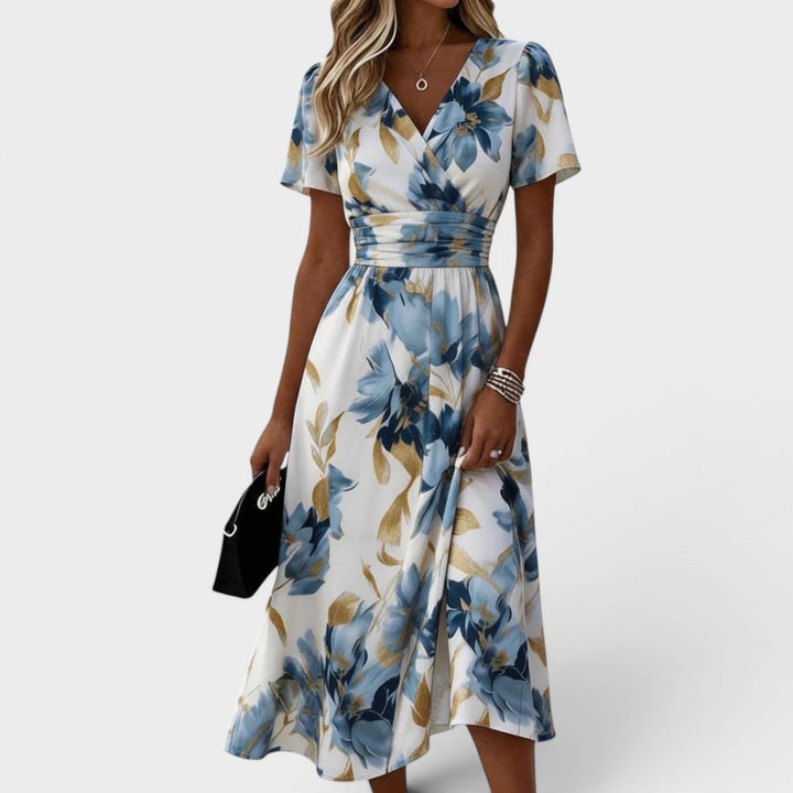 Elinza - Vestido Midi Com Estampado Floral