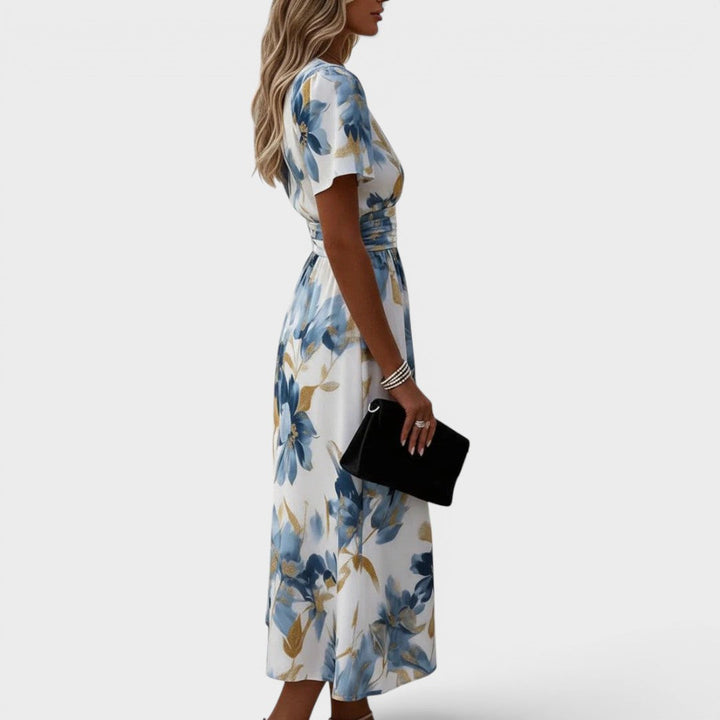 Elinza - Vestido Midi Com Estampado Floral