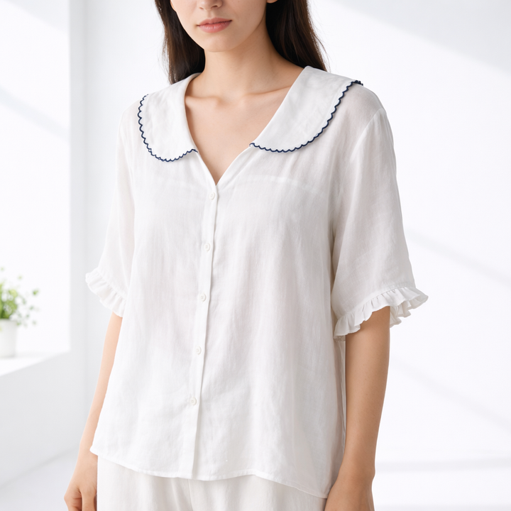 Meygan - Blusa Com Gola Peter Pan