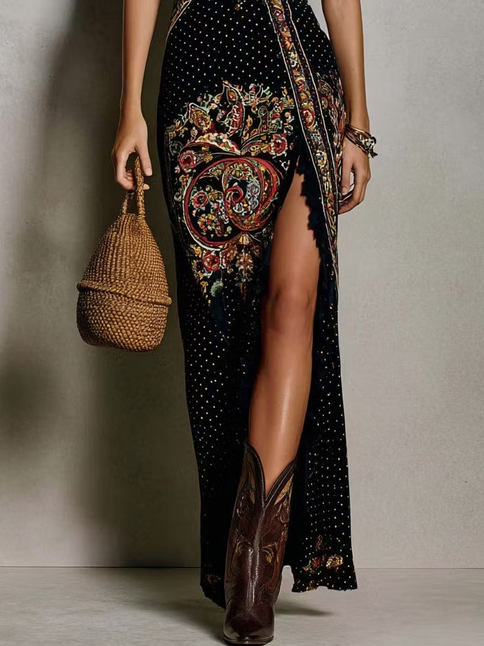 Cevina - Vestido Boho Com Decote Em V Profundo
