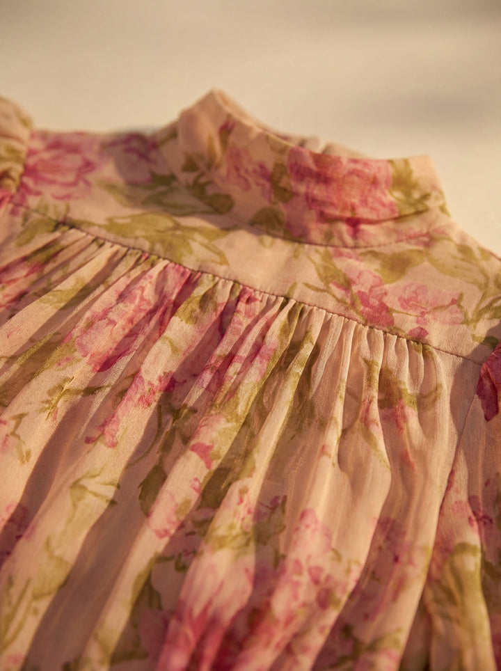Rimina - Vestido Floral Elegante Com Folhos