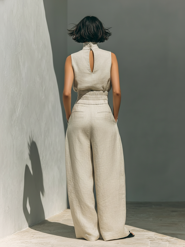 Vlatka - Conjunto De Blusa Sem Mangas e Calças Largas