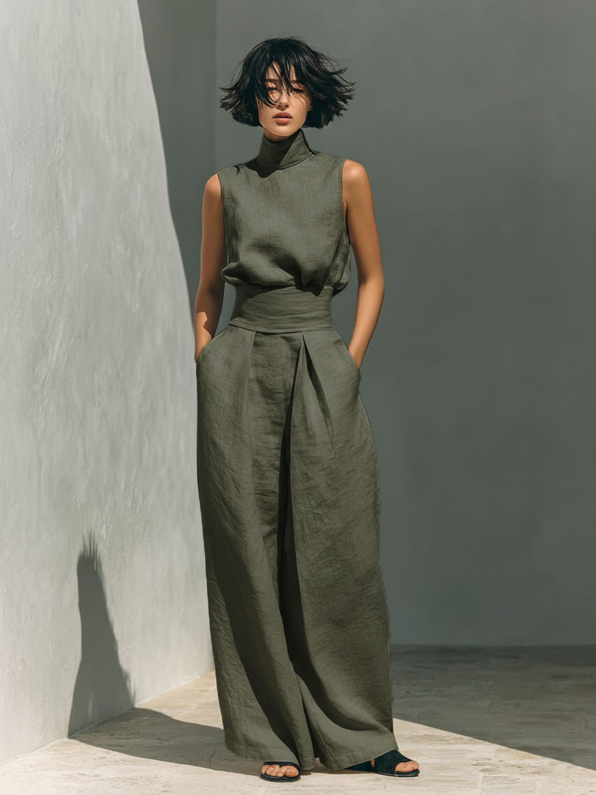 Vlatka - Conjunto De Blusa Sem Mangas e Calças Largas