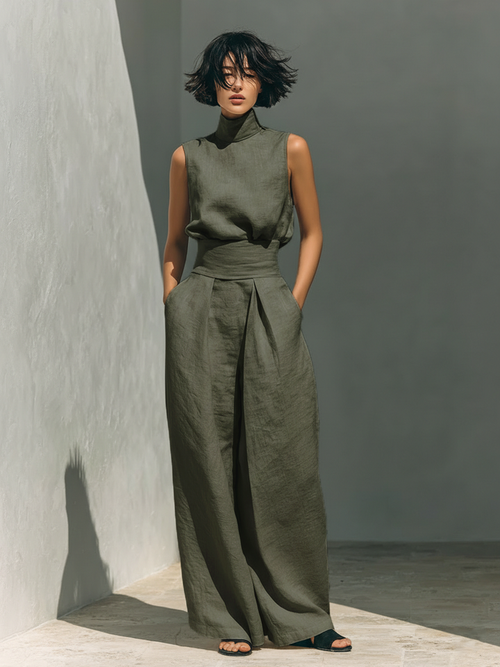 Vlatka - Conjunto De Blusa Sem Mangas e Calças Largas