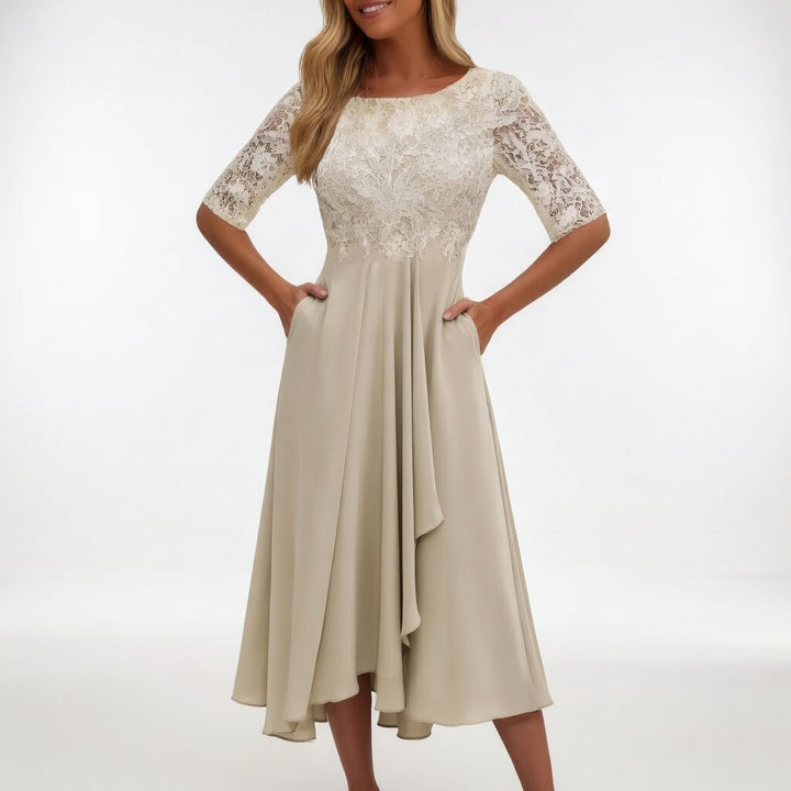 Zerda - Vestido Midi Elegante Em Renda