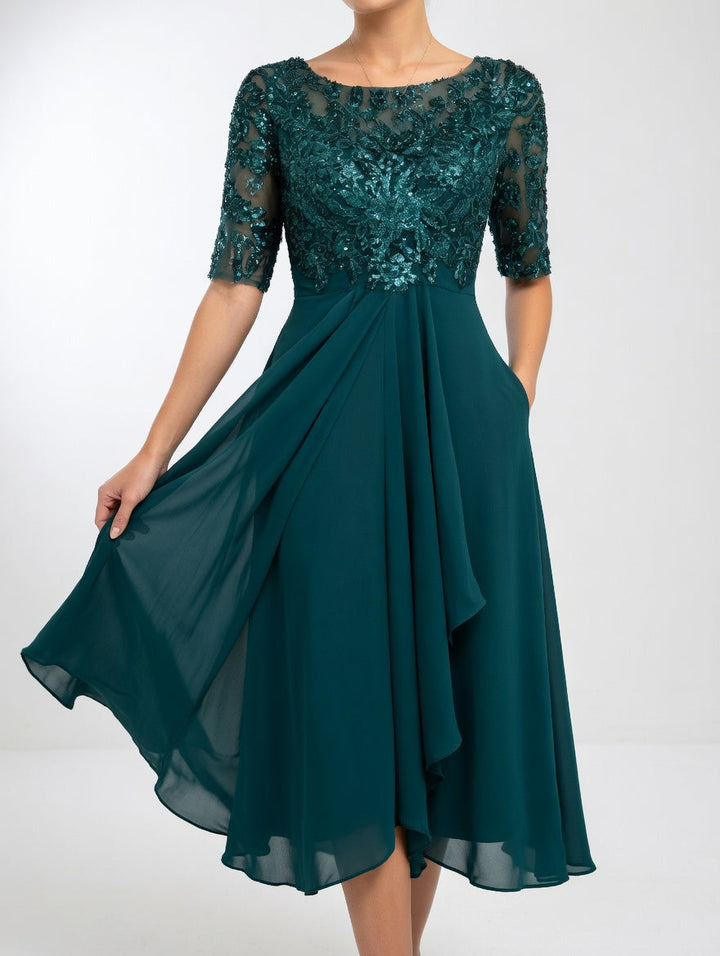 Zerda - Vestido Midi Elegante Em Renda