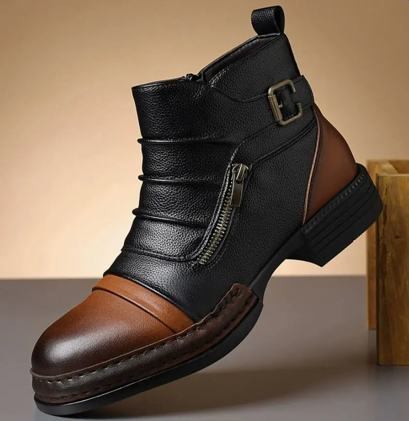 Kramer - Botas De Cano Curto Em Couro Bicolor